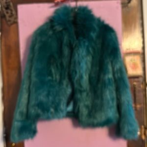 Teal Faux fur